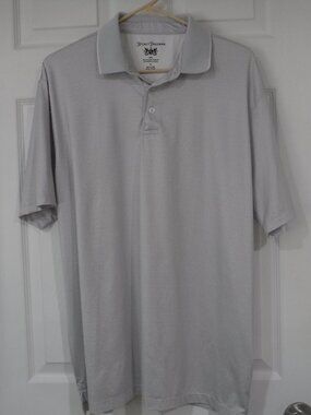 Hickey Freeman Polo Men's XL Gray Geometric Golf Short Sleeve Wicking Stretch
